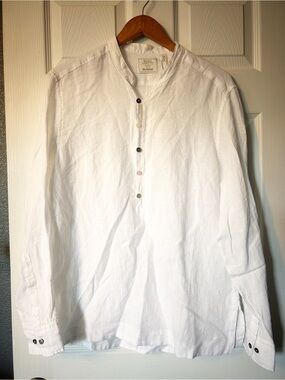 Baird McNutt for Murano white linen henley button down blouse - NWT- Sz M